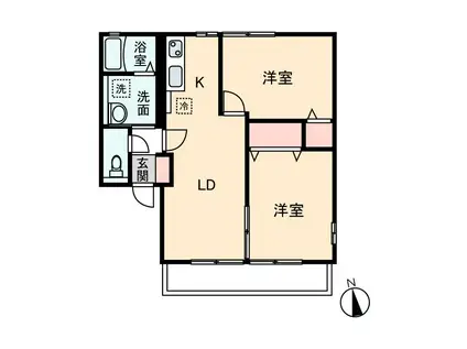 サザンウインド(2LDK/2階)の間取り写真