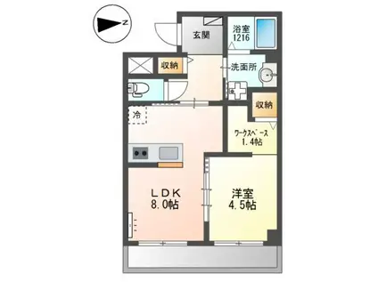 ブランキューブ南摂津(1SLDK/2階)の間取り写真
