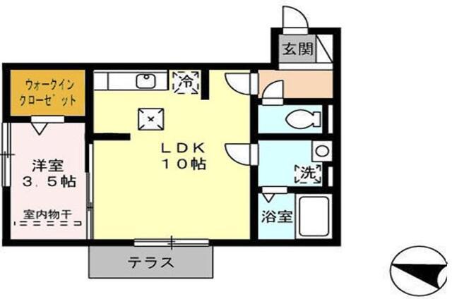 プラスラミチエ朽網(1LDK/1階)の間取り写真