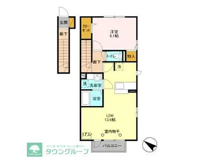 プレジールヤストシ(1LDK/2階)の間取り写真