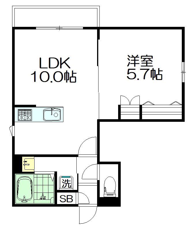 APARTMENTS 蚕糸の杜(1LDK/1階)の間取り写真