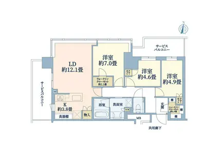 THE YOKOHAMA FRONT TOWER(3LDK/35階)の間取り写真