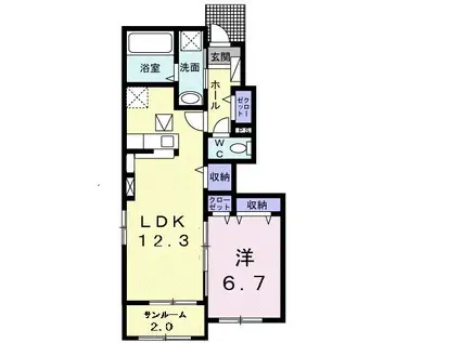 リポーゾ(1LDK/1階)の間取り写真