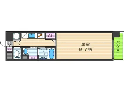 インザグレイス天神橋(1K/4階)の間取り写真