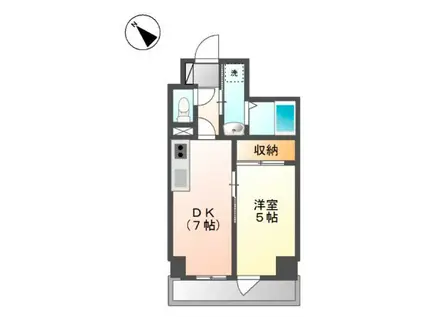 グランアクシス(1DK/7階)の間取り写真