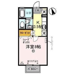 ルミナス若狭 1(1K/2階)の間取り写真