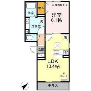 STELLA(1LDK/3階)の間取り写真
