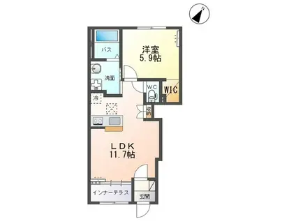 グランドビュー千本桜(1LDK/1階)の間取り写真