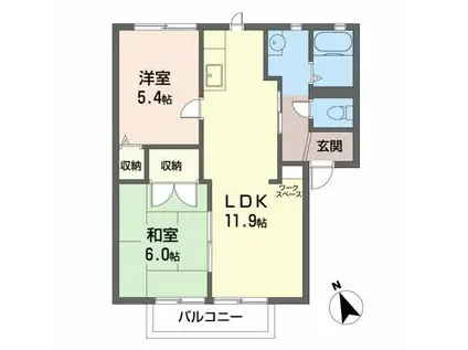 オンス小垣内B(2LDK/2階)の間取り写真