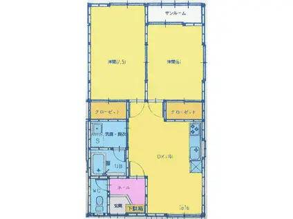 上越新幹線 長岡駅 徒歩25分 2階建 築26年(2LDK/2階)の間取り写真
