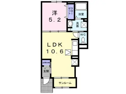 リ・ミノーレ(1LDK/1階)の間取り写真