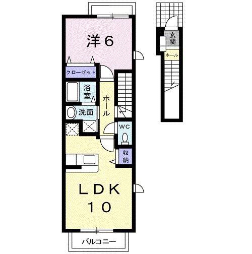 イリーデ・カーサ(1LDK/2階)の間取り写真