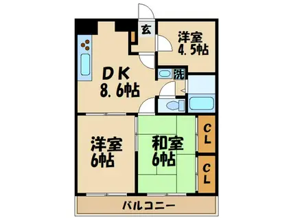 ウィルアトラス(3DK/1階)の間取り写真