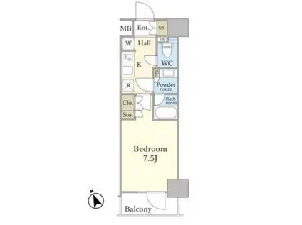 デュオステージ蒲田(1K/4階)の間取り写真