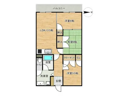 広田マンション(3LDK/2階)の間取り写真