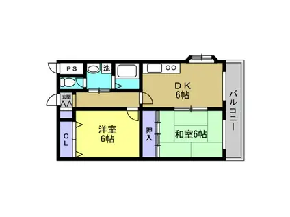 アムールセゾン(2DK/3階)の間取り写真