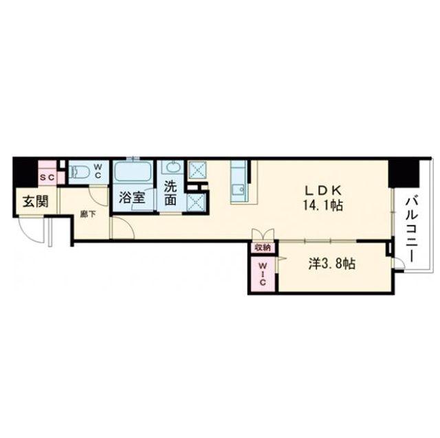PARK LANE KUJO(1LDK/12階)の間取り写真