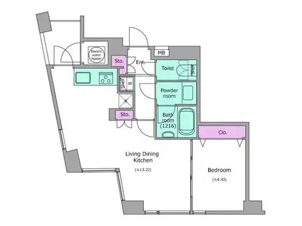 レジディアタワー乃木坂(1LDK/11階)の間取り写真