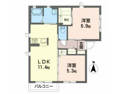 ロビンハイツ(2LDK/2階)の間取り写真