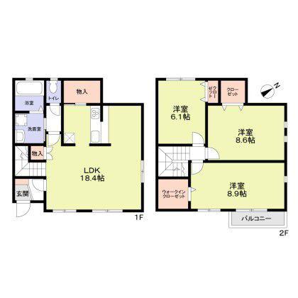 AQUAレジデンス大井町第15(3LDK/1階)の間取り写真