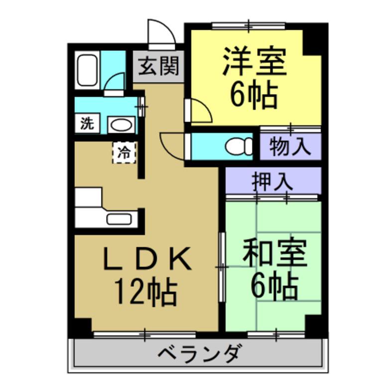 ユートピアタウンII(2LDK/6階)の間取り写真