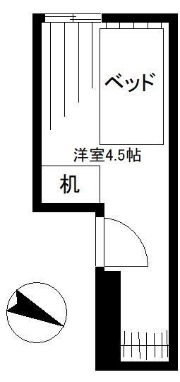 AREA-K(ワンルーム/1階)の間取り写真