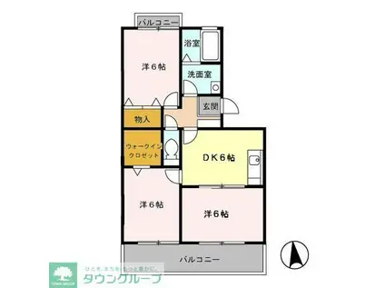 エクセルグランデ(3DK/1階)の間取り写真