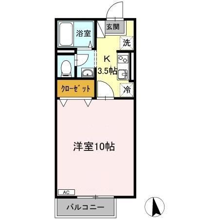 モーニンググローリー(1K/1階)の間取り写真