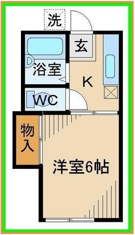 レジェンド若松(1K/2階)の間取り写真
