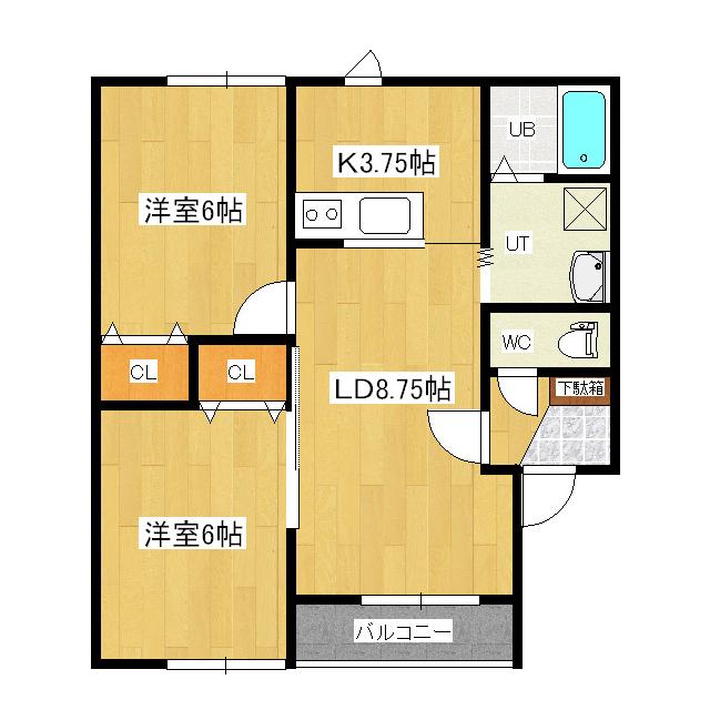 メゾン美山(2LDK/1階)の間取り写真