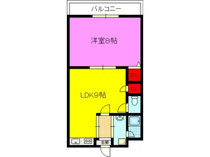 ブランチ613(1LDK/2階)の間取り写真