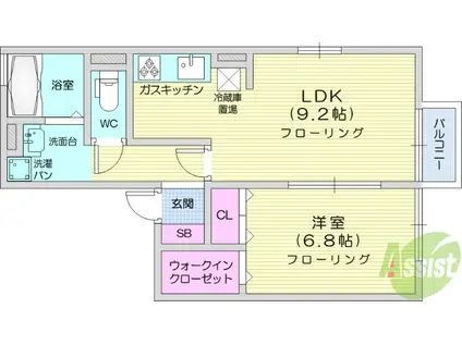クラレンスホワイトⅠ(1LDK/2階)の間取り写真