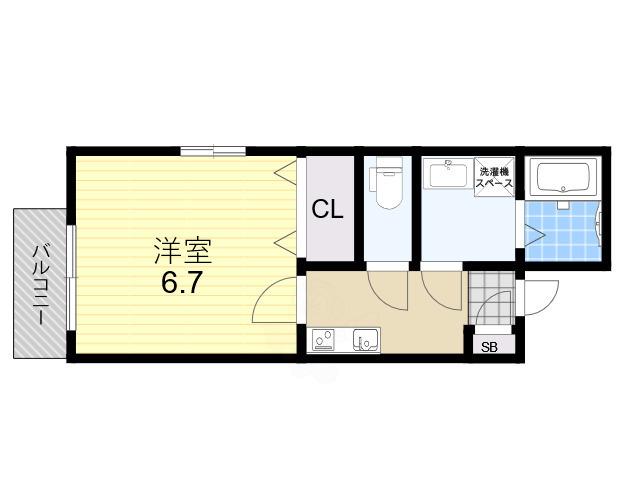 アンビシオン天下茶屋(1K/1階)の間取り写真