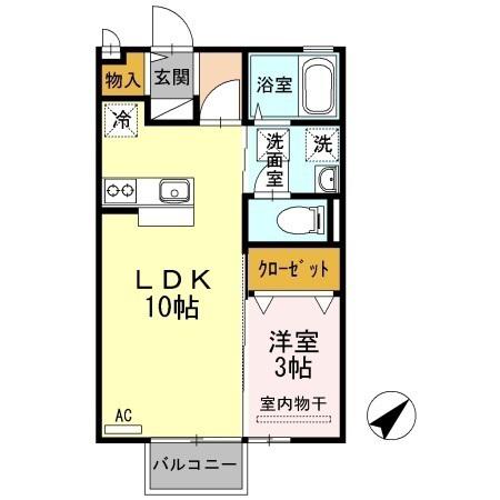 カレッツァK(1LDK/1階)の間取り写真