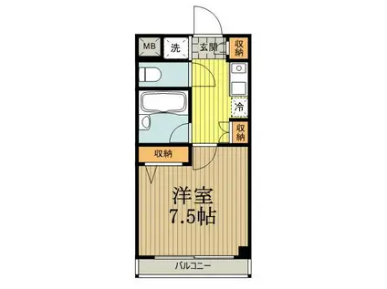 CITY SPIRE国分寺(1K/3階)の間取り写真