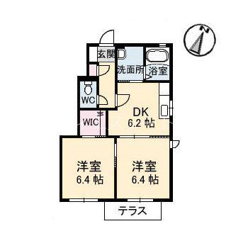 リブランD棟(2DK/1階)の間取り写真