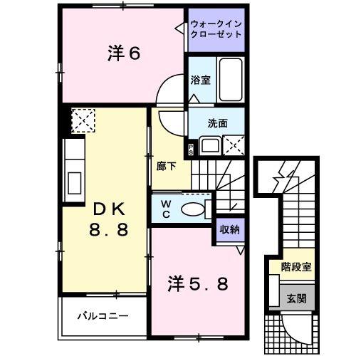 エリクシール(2DK/2階)の間取り写真