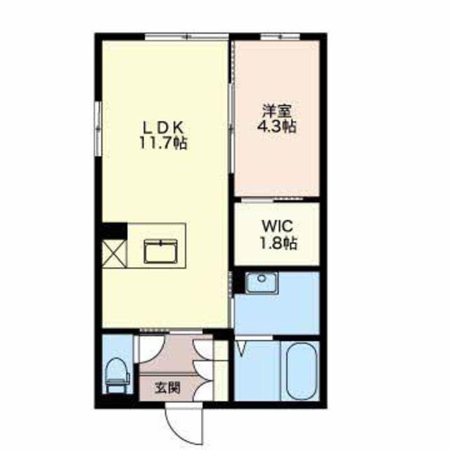MASTTOWN今朝白D(1LDK/1階)の間取り写真
