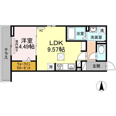 エスポワール星崎(1LDK/1階)の間取り写真