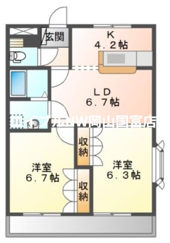 レジデンス和気 A棟(2LDK/2階)の間取り写真