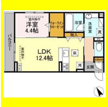 ル・カヴァリエ(1LDK/1階)の間取り写真