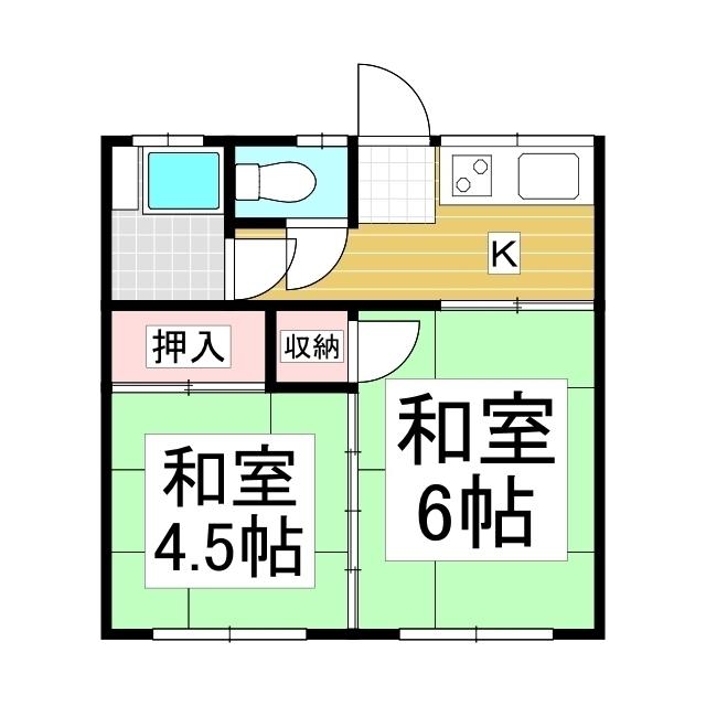 清水ビル(2DK/3階)の間取り写真