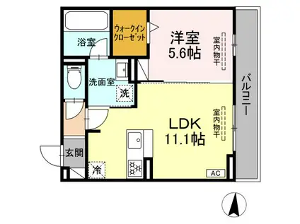 D CREST 若松町(1LDK/3階)の間取り写真