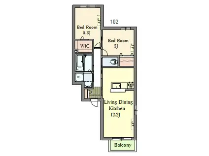 RESIDENCE SUITE SANGENJAYA(2LDK/1階)の間取り写真