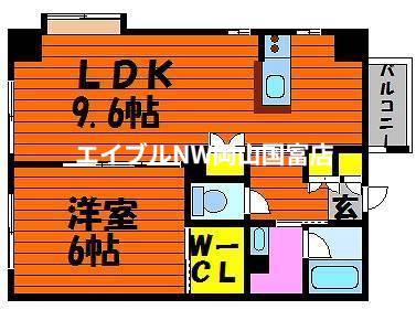 ボナール古京(1LDK/2階)の間取り写真
