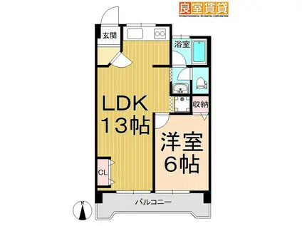 メゾン武田(1LDK/5階)の間取り写真