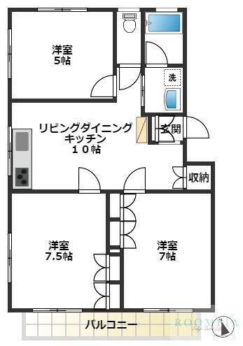 シャトウ中野アネックス(3LDK/2階)の間取り写真