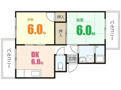 ファミリーコーポ(2DK/3階)の間取り写真