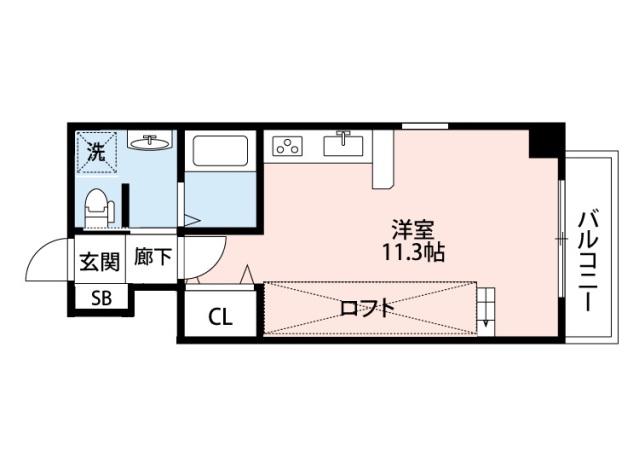 幟町シールド(1K/5階)の間取り写真