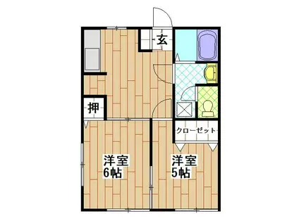 ハイム大川(2DK/2階)の間取り写真